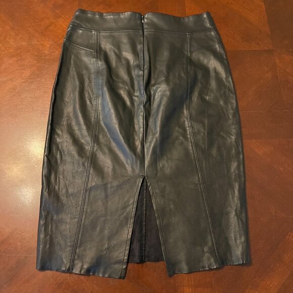 Express Womens Faux Leather Black Pencil Skirt Size 2 With Back Slit - Picture 4 of 13
